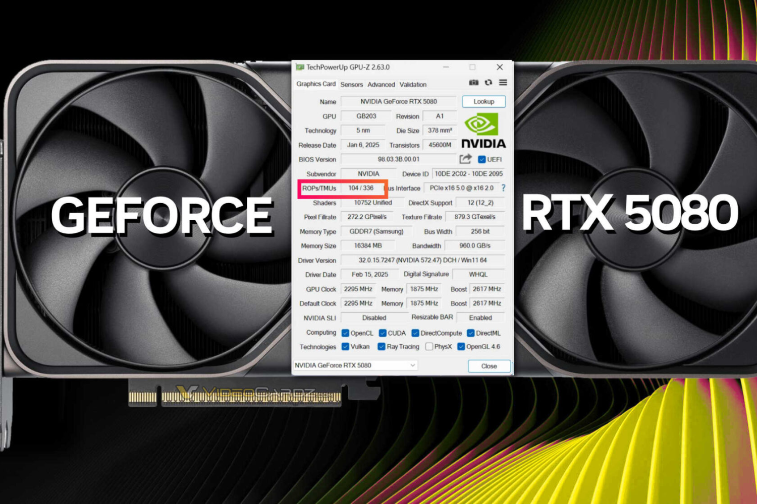 Проблема у NVIDIA GeForce RTX 5080: только 104 ROP вместо 112