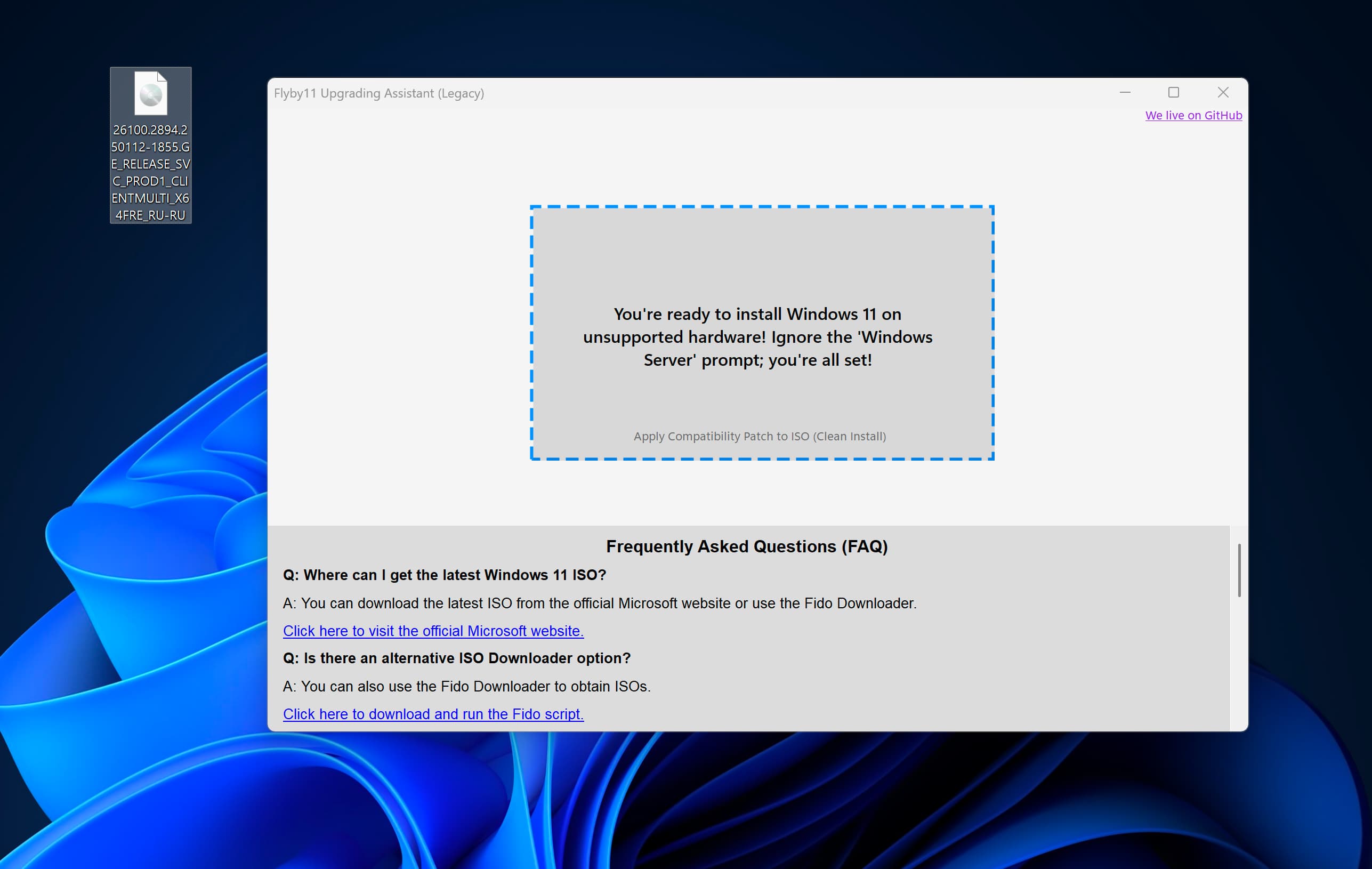Релиз Flyby11 1.0 — установка Windows 11 на несовместимое оборудование