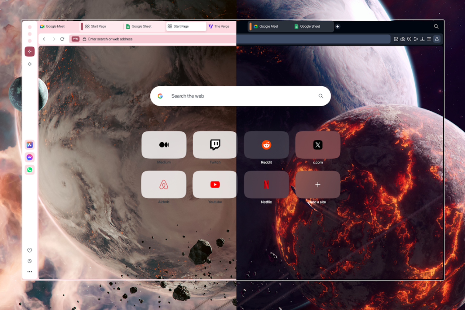 Opera Developer: мессенджеры Slack, Discord и Bluesky в боковой панели, музыкальный плеер и три новые темы