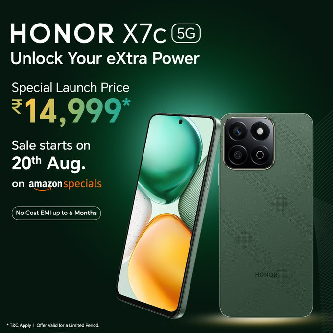 Бюджетный Honor X7c 5G анонсирован — 50 Мп камера, 5200 мАч и 120 Гц дисплей