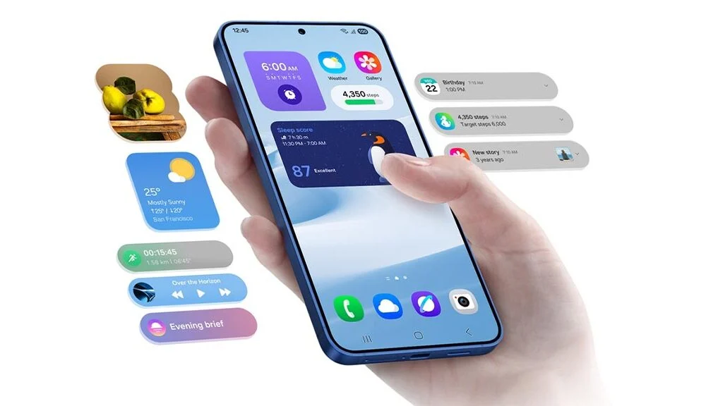 One UI 8 beta: часы на экране блокировки с адаптивным дизайном