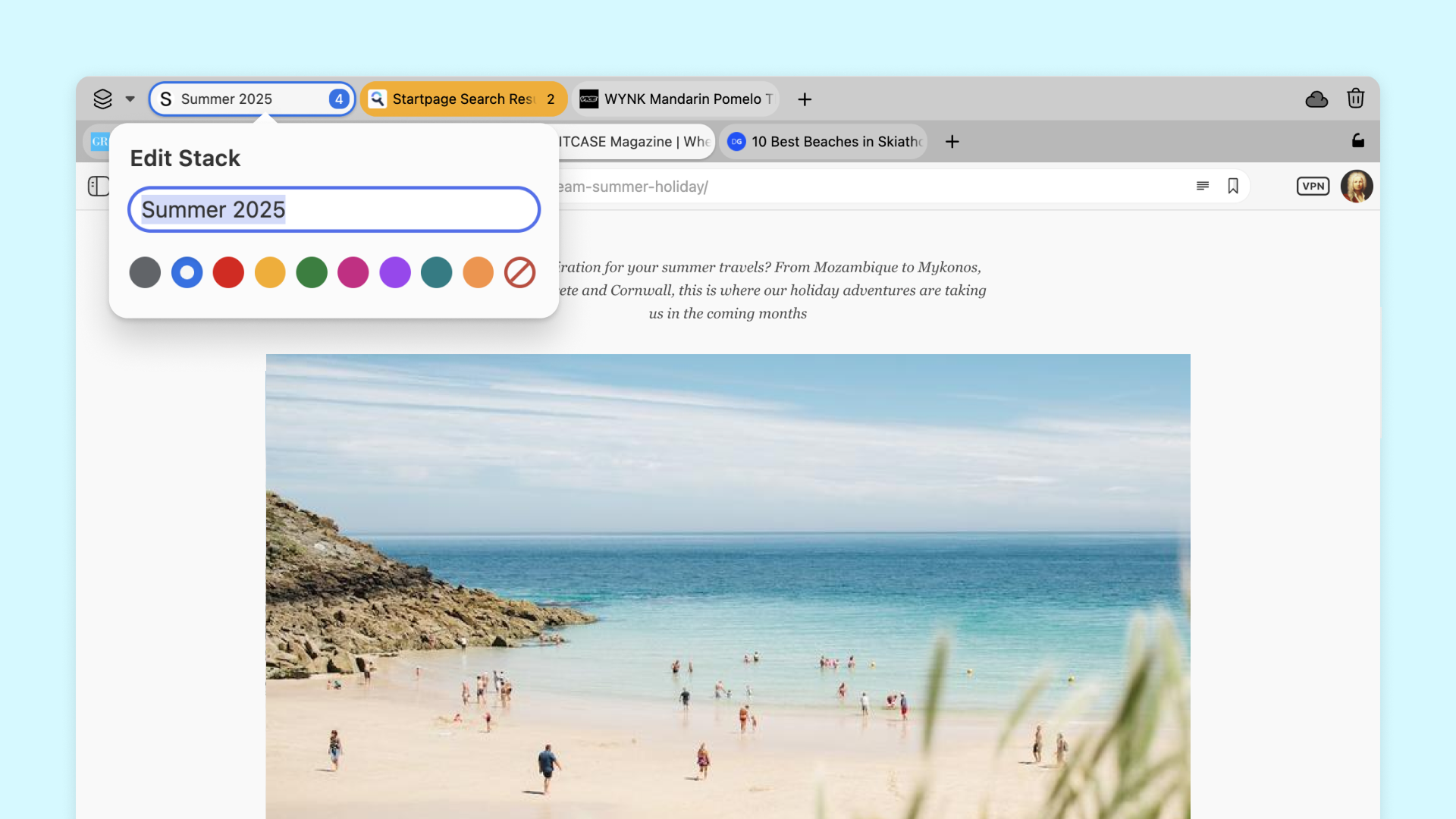 Релиз Vivaldi 7.5: цветные группы вкладок, поддержка DoH и другие изменения