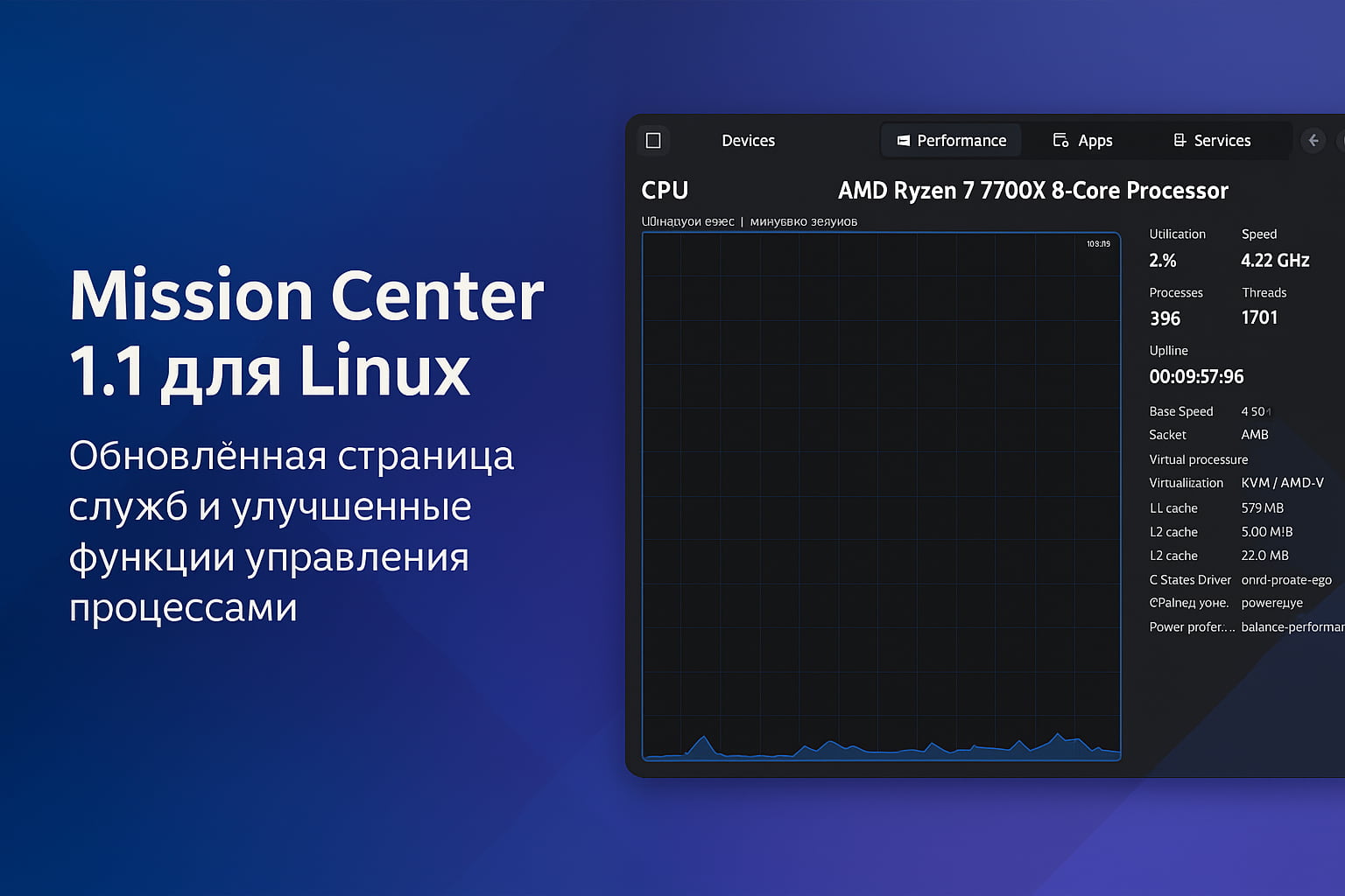 Mission Center 1.1 для Linux получил обновлённую страницу служб и улучшения производительности
