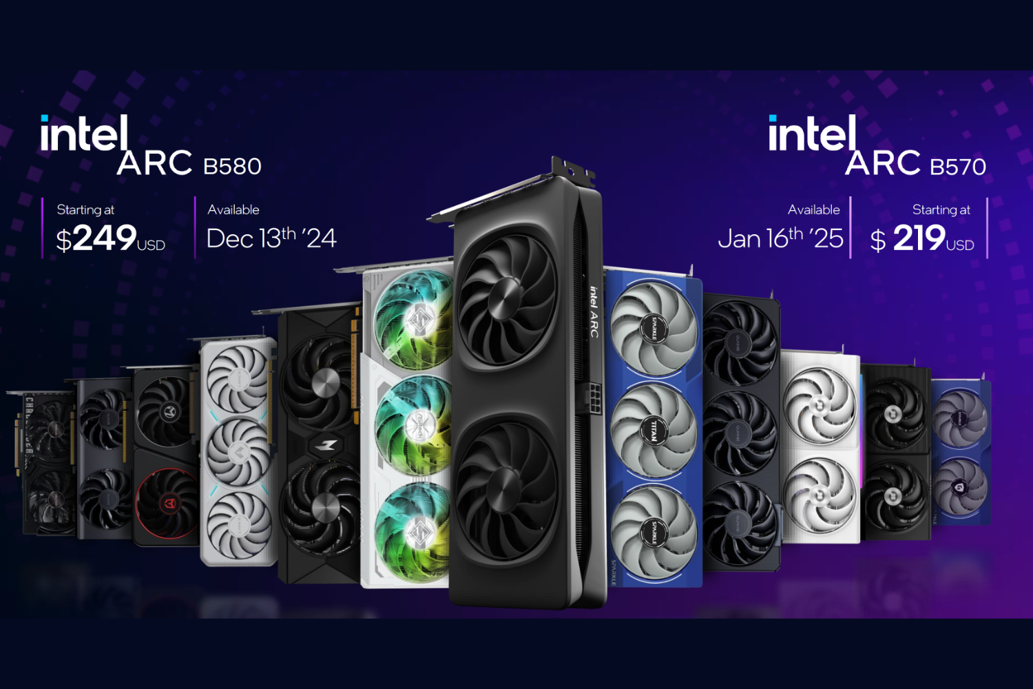 Intel выпускает видеокарты Arc B580 12 ГБ и B570 10 ГБ «Battlemage» за 249$ и 219$: лучше RTX 4060 в трассировке лучей и на 10% быстрее в среднем
